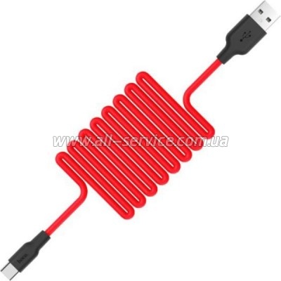 ���� ������ USB 2.0 AM to USB-C 1.0m 2A silicone X21 black + red HOCO (6957531071419)