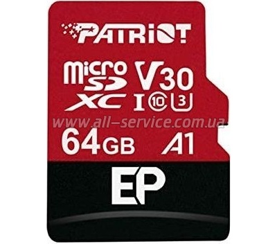   Patriot 64GB microSD class 10 UHS-I U3 V30 A1 (PEF64GEP31MCX)