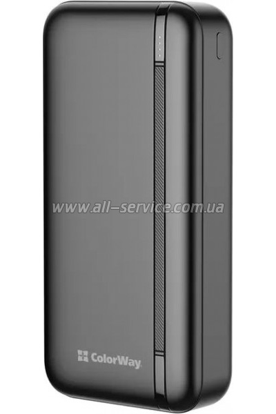   ColorWay 20 000 mAh Portable Charger (USB/QC3.0 + USB-C/PD/22.5W) Black (CW-PB200LPB4BK-PD)