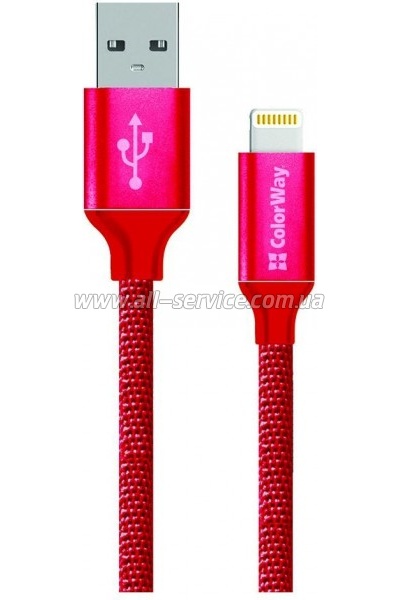 ���� ������ USB 2.0 AM to Lightning 1.0m 2.1� red ColorWay (CW-CBUL004-RD)