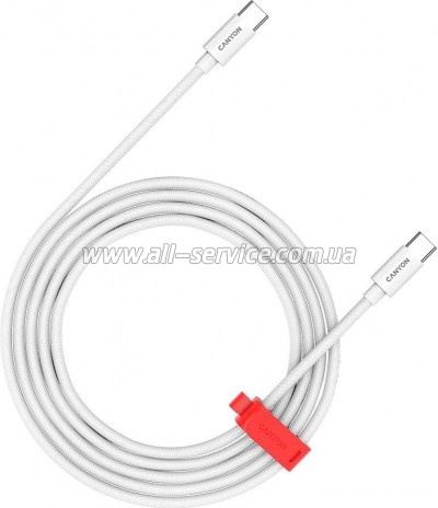 ���� ������ USB-C to USB-C 1.2m CC100AB 100W Braided White Canyon (CND-CC100AB12W)