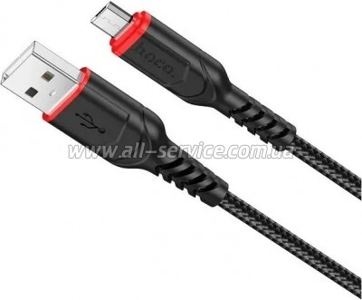 ���� ������ USB 2.0 AM to Micro 5P 1.0m 2.4A nylon X59 black HOCO (6931474744890)