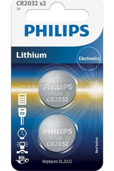  Philips Lithium CR 2032 BLI 2 (CR2032P2/01B)