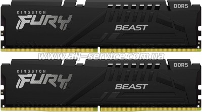    DDR5 64GB (2x32GB) 6400 MHz Beast Black Kingston Fury (ex.HyperX) (KF564C32BBK2-64)