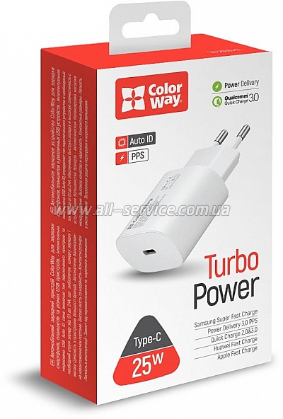   ColorWay Power Delivery Port PPS USB Type-C white (CW-CHS033PD-WT)