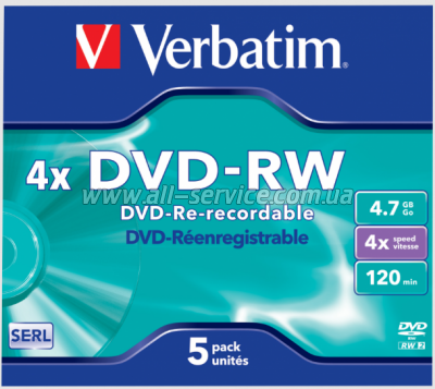 ���� DVD-RW Verbatim Speed Jewel Case 4x 4.7GB (43285)