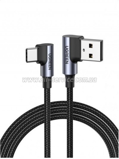 ���� ������ USB 2.0 AM to Type-C 1.0m US176 Both Angled 3A Black Ugreen (20856)