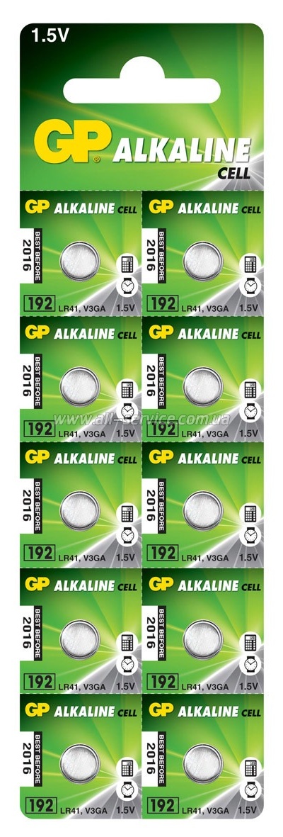  GP 192-U10 Alkaline G3 LR41 1 . (192-U10)
