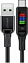���� ������ USB 2.0 AM to USB-C 1.2m 3A nylon with LED C7-04 black Acefast (6974316282785)