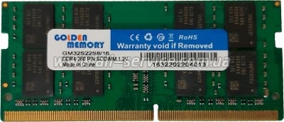 ������ ������ ��� �������� SoDIMM DDR4 16GB 3200 MHz Golden Memory (GM32S22S8/16)