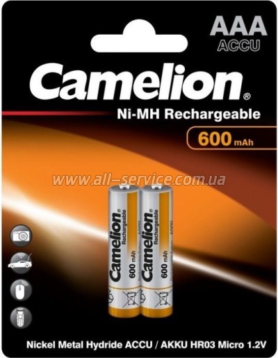  Camelion AAA 600mAh Ni-MH R03 * 2 (NH-AAA600BP2)