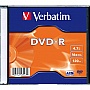  DVD Verbatim 4.7Gb 16X SlimBox 1 MatteSilv AZO (43547)