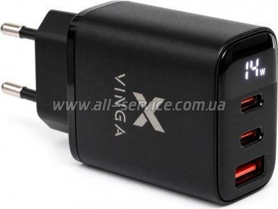 �������� ������� Vinga 2xUSB-C + USB-A Display 45W (VCR45ACCDB)