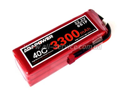  AGA POWER Li-Po 3300mAh 22.2V 6S 40C Softcase 41x44x134 T-Plug