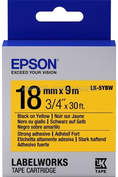 �������� Epson LK-5YBW LW-400/ 400VP/ 700 Black/ Yellow 18mm x 9m (C53S655010)