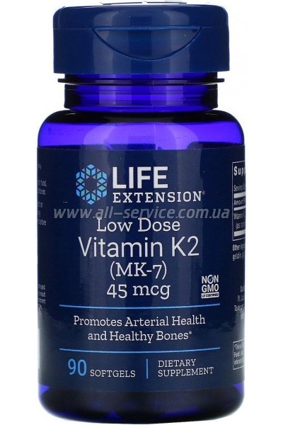  Life Extension  2 (-7) 45 , Low Dose Vitamin K2 (MK-7), 90  (LEX-19369)