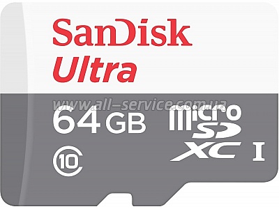   SanDisk 64GB microSDXC C10 UHS-I Ultra + SD (SDSQUNS-064G-GN3MA)