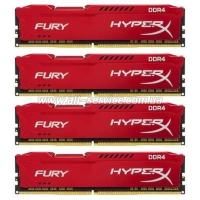  Kingston HyperX 32GB 2400MHz DDR4 CL15 DIMM 8gbx4 FURY Red (HX424C15FR2K4/32)