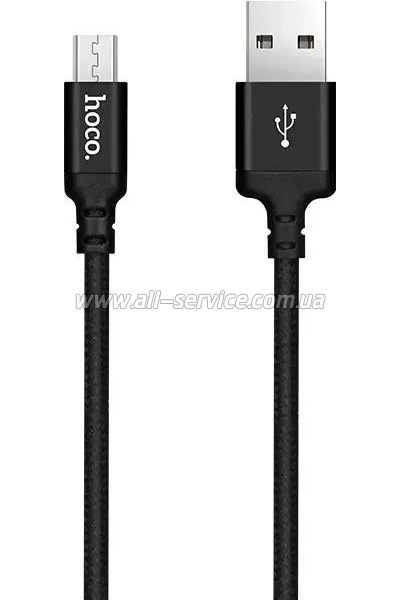 ���� ������ USB 2.0 AM to Micro 5P 2.0m 2A nylon X14 black HOCO (6957531062905)