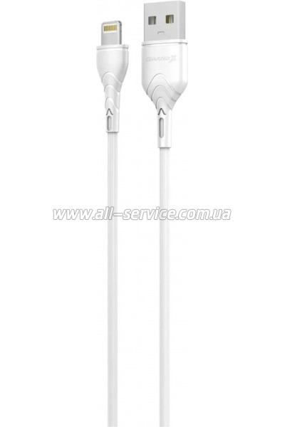 ���� ������ USB 2.0 AM to Lightning 1.0m Cu, 2.1� White Grand-X (PL01W)