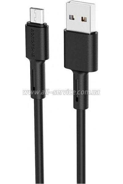 ���� ������ USB 2.0 AM to Micro 5P 1.0m 2.4A silicone BX31 black BOROFONE (6931474710376)