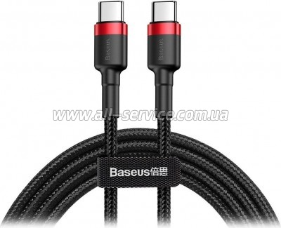 ���� ������ USB-C to USB-C 2.0m USB 3.1 3A red black Baseus (CATKLF-H91)