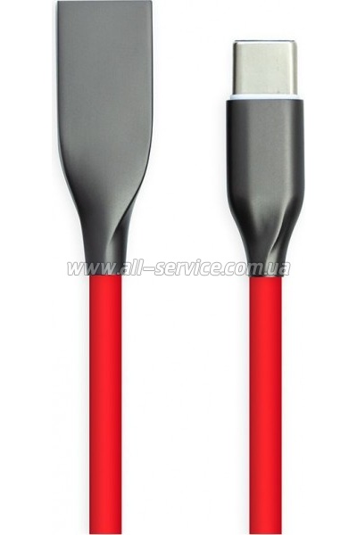 ���� ������ USB 2.0 AM to USB-C 2.0m red PowerPlant (CA911394)