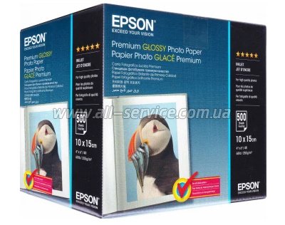  Epson 10x15 Premium Glossy Photo Paper, 500. (C13S041826)