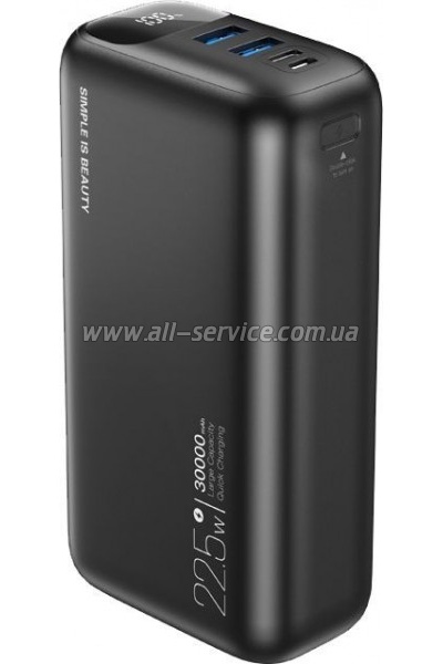   XO 30000mAh, PD/20W, QC/22.5W, black (PR200_Black)