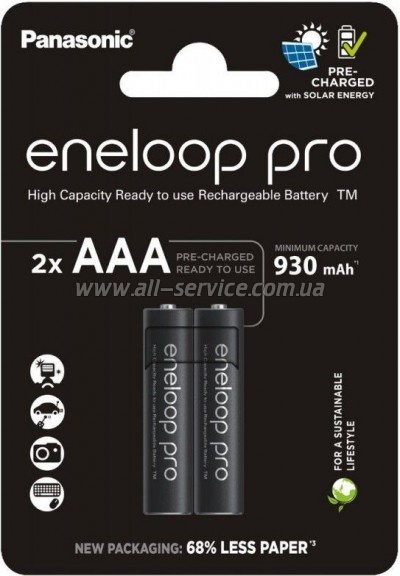����������� Panasonic AAA Eneloop 930mAh Pro NI-MH * 2 (BK-4HCDE/2CP)