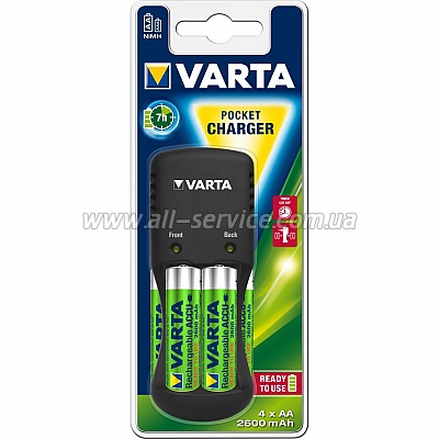   VARTA Pocket Charger + 4AA 2600 mAh NI-MH (57642101471)