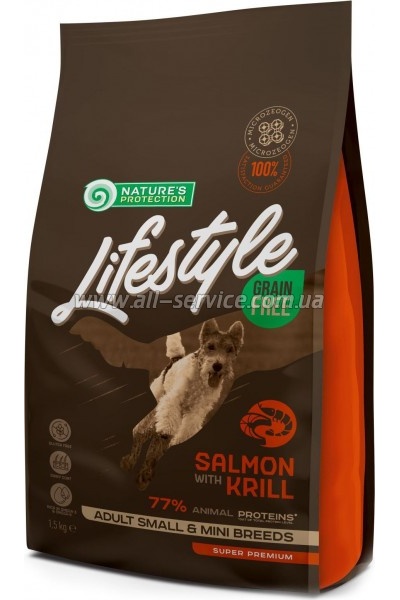     Nature's Protection Lifestyle Grain Free Salmon, krill Adult Small&Mini 1.5 (NPLS45680)