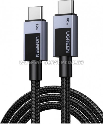 ���� ������ USB-C to USB-C 3.0m PD60W 3A braided L524 gray Ugreen (55776)