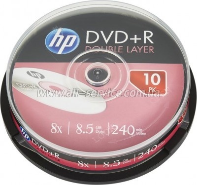  HP DVD+R 8.5GB 8X DL 10 Spindle (69309/ DRE00060-3)