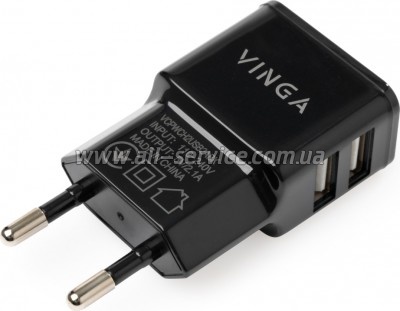 �������� ������� Vinga 2 Port USB Wall Charger 2.1A (VCPWCH2USB2ABK)