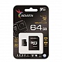   64GB ADATA microSDXC C10 UHS-I U3 + SD  (AUSDX64GUI3V30G-RA1)