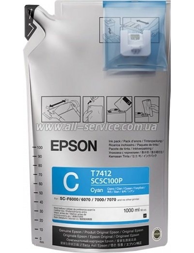  Epson SC-F6000/ 7000 UltraChrome DS Cyan (1Lx6packs) (C13T741200)