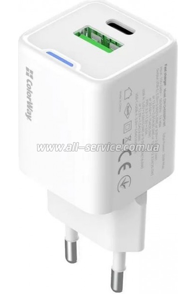 �������� ������� ColorWay GaN Mini 35W PD white (CW-CHS055PD-WT)