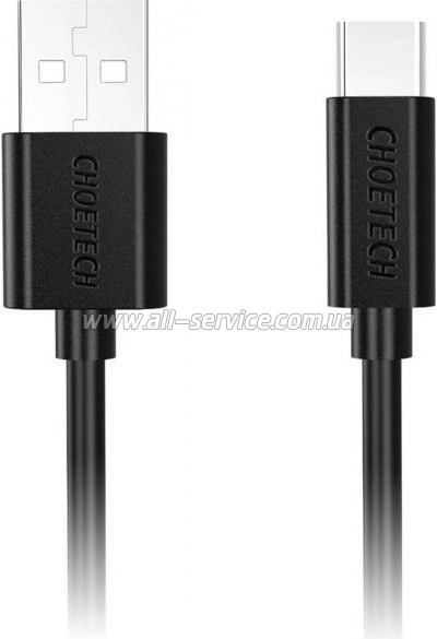 ���� ������ USB 2.0 AM to USB-C 3.0m 18W PVC black Choetech (AC0004-BK)