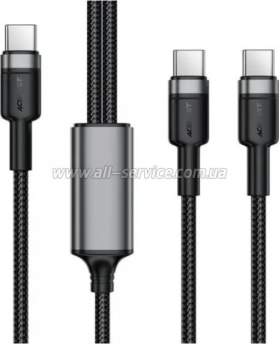 ���� ������ USB-C to 2xUSB-C 1.2m 100W nylon black Acefast (6974316285120)