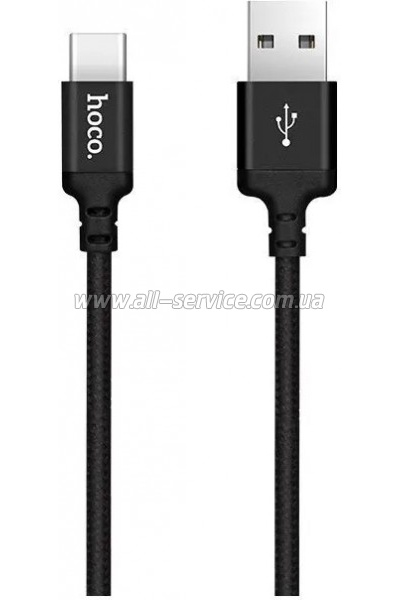���� ������ USB 2.0 AM to USB-C 2.0m 2A nylon X14 black HOCO (6957531062929)