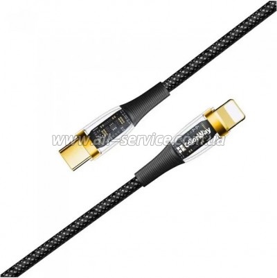 Дата кабель USB-C to Lightning 1.2m 3A 27W black ColorWay (CW-CBPDCL057-BK) Дата кабель USB-C to Lightning 1.2m 3A 27W black ColorWay (CW-CBPDCL057-BK)