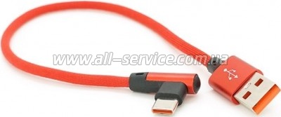 ���� ������ USB 2.0 AM to USB-C 0.25m QC3.0 PD 90� red Voltronic (YT-USB-TypeC-2.0m/R)