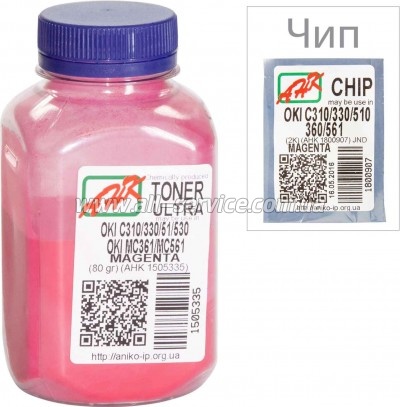 Тонер + чип АНК OKI C310/ 330/ 510 бутль 80г Magenta (1505339) ULTRA COLOR Тонер + чип АНК OKI C310/ 330/ 510 бутль 80г Magenta (1505339) ULTRA COLOR