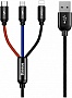 ���� ������ USB 2.0 AM to Lightning + Micro 5P + USB-C 1.2m 5A black Baseus (CAMLT-BSY01)