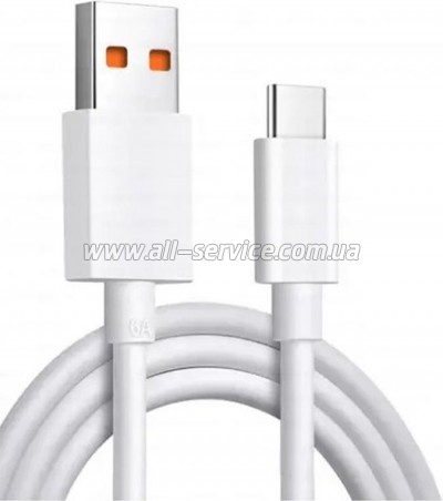 ���� ������ USB 2.0 AM to USB-C 1.0m 6A white Dengos (PLS-TC-6A-WHITE)