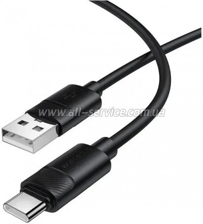 ���� ������ USB 2.0 AM to USB-C 1.0m silicone BX123 Leya black BOROFONE (6941991124211)