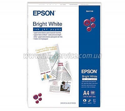  Epson A4 Bright White Ink Jet Paper, 500. (C13S041749)