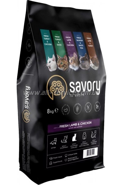 Сухой корм для кошек Savory Adult Cat Steril Fresh Lamb and Chicken 8кг (4820232630129) Сухой корм для кошек Savory Adult Cat Steril Fresh Lamb and Chicken 8кг (4820232630129)