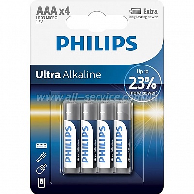  Philips AAA LR03 Ultra Alkaline * 4 (LR03E4B/10)